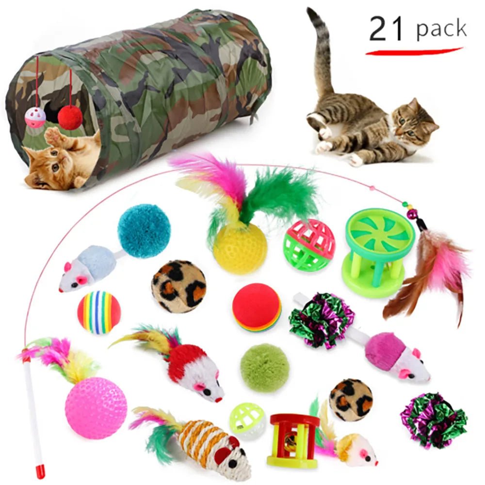 21-Piece Interactive Cat Toy Bundle: Endless Feline Fun - #pawlife