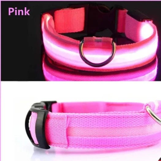 Adjustable LED Dog Collar: Glowing & Rechargeable - #pawlife