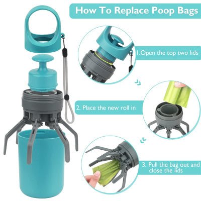 Convenient Pet Waste Cleanup: Portable Lightweight Dog Pooper Scooper with Built-in Poop Bag Dispenser and Eight-Claw Shovel - Essential Pet Product for Easy Pet Toilet Cleanup - #pawlife