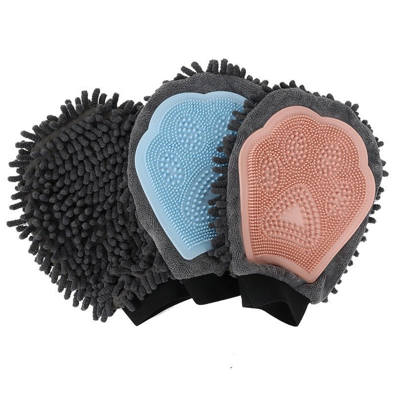 Dual-Function Pet Grooming Gloves: Cleaning and Massage Brush for Dogs and Cats - #pawlife