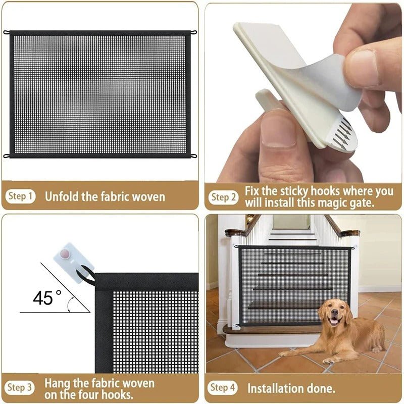 Foldable Mesh Pet Barrier Fence with 4 Hook Clips - #pawlife