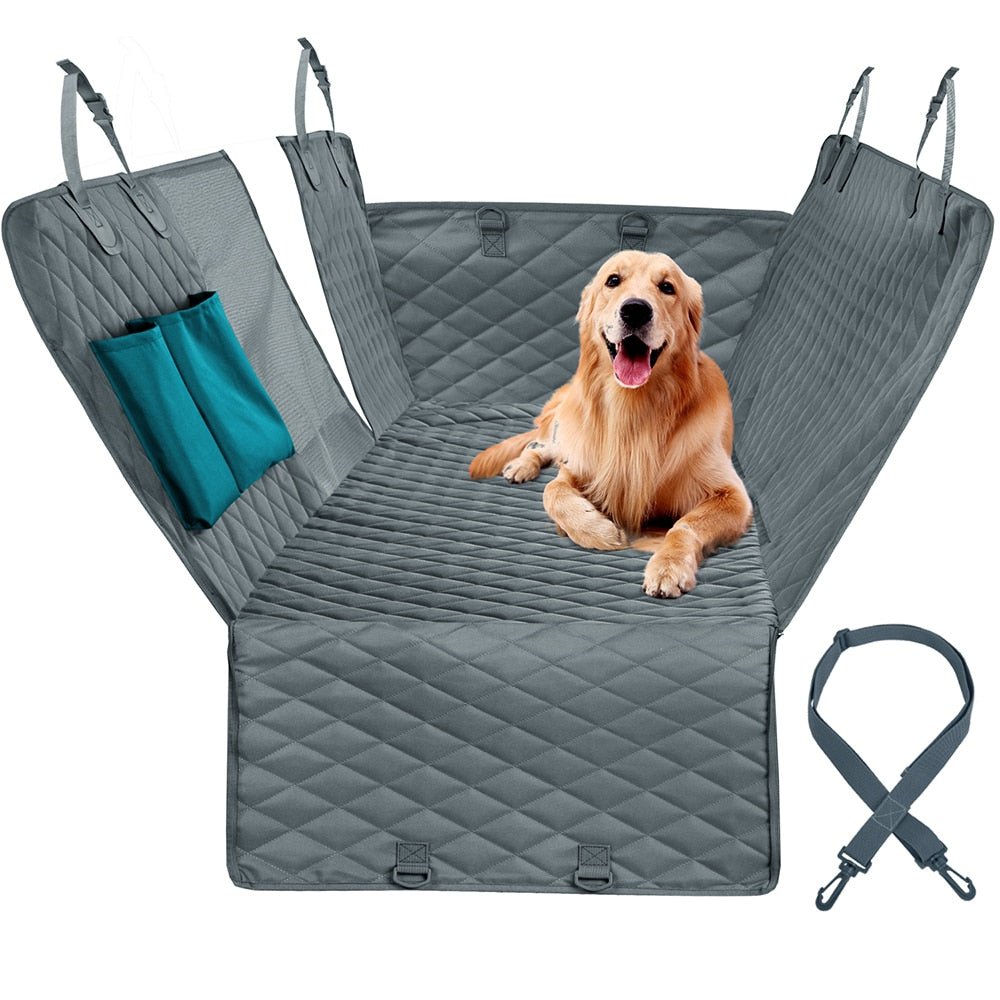 Mesh-View Waterproof Dog Car Seat Cover: Rear Back Seat Mat with Hammock, Zipper, and Pockets - #pawlife