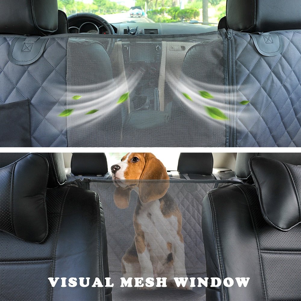 Mesh-View Waterproof Dog Car Seat Cover: Rear Back Seat Mat with Hammock, Zipper, and Pockets - #pawlife