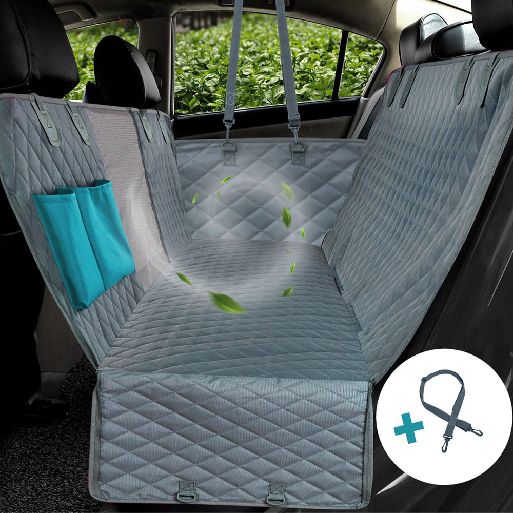 Mesh-View Waterproof Dog Car Seat Cover: Rear Back Seat Mat with Hammock, Zipper, and Pockets - #pawlife