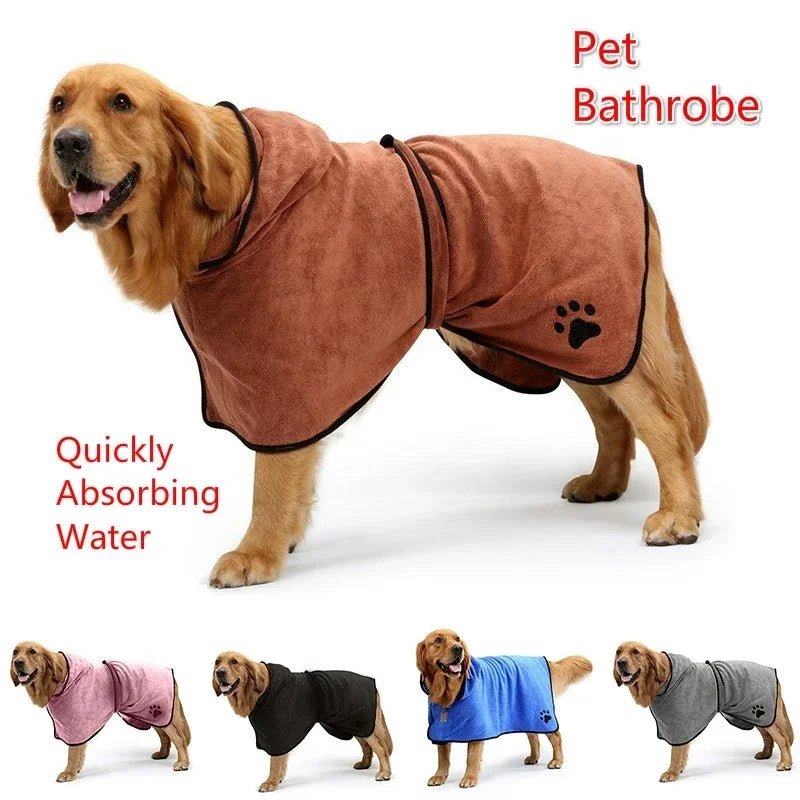 Microfiber Pet Dog Cat Bathrobe: Rapidly Absorbing Water Towel with Full Coverage and Hat for Ultimate Bathing Comfort - #pawlife