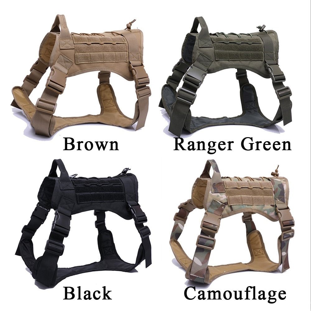 Military Tactical Dog Harness German Shepherd Pet Dog Vest With Handle Nylon Bungee Dog Leash Harness For Small Large Dogs Puppy - #pawlife