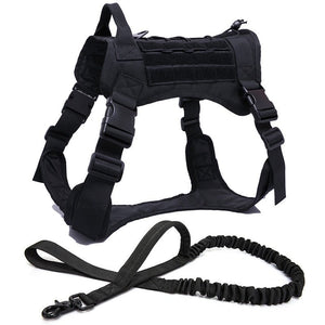 Military Tactical Dog Harness German Shepherd Pet Dog Vest With Handle Nylon Bungee Dog Leash Harness For Small Large Dogs Puppy - #pawlife