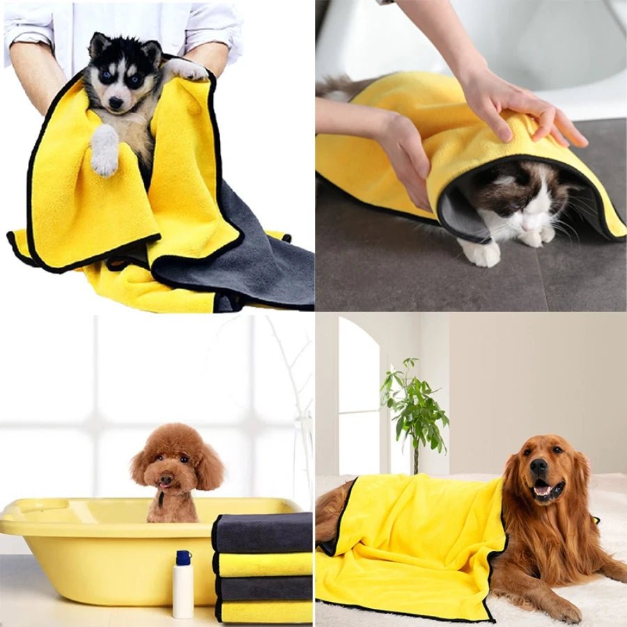 New Microfiber Dog & Cat Bath Towel: Absorbent Dog & Cat Bathrobe for Efficient Drying and Wiping - #pawlife