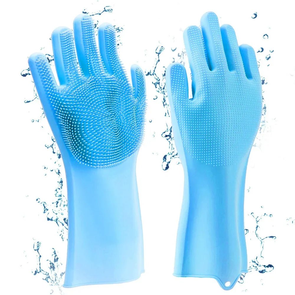 Pet Grooming Cleaning Gloves: Dog Cat Bathing Shampoo Glove Scrubber with Magic Dishwashing Cleaner Sponge Silicon Hair Removal Glove - #pawlife