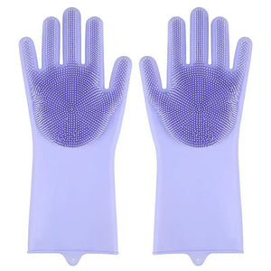 Pet Grooming Cleaning Gloves: Dog Cat Bathing Shampoo Glove Scrubber with Magic Dishwashing Cleaner Sponge Silicon Hair Removal Glove - #pawlife