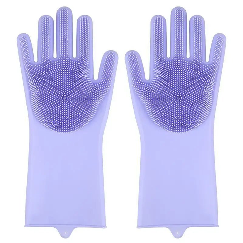 Pet Grooming Cleaning Gloves: Dog Cat Bathing Shampoo Glove Scrubber with Magic Dishwashing Cleaner Sponge Silicon Hair Removal Glove - #pawlife