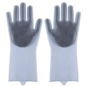 Pet Grooming Cleaning Gloves: Dog Cat Bathing Shampoo Glove Scrubber with Magic Dishwashing Cleaner Sponge Silicon Hair Removal Glove - #pawlife