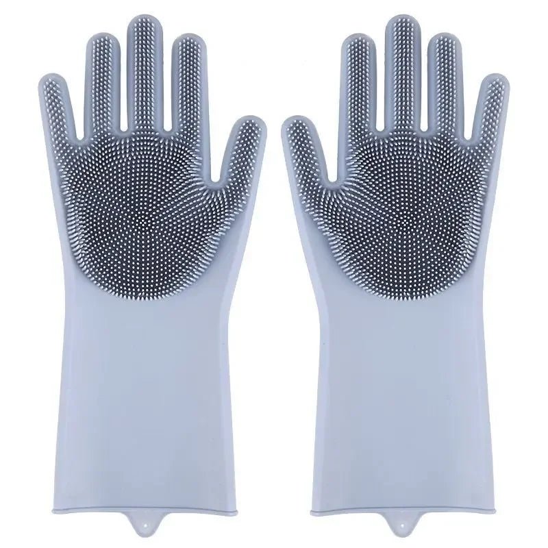 Pet Grooming Cleaning Gloves: Dog Cat Bathing Shampoo Glove Scrubber with Magic Dishwashing Cleaner Sponge Silicon Hair Removal Glove - #pawlife