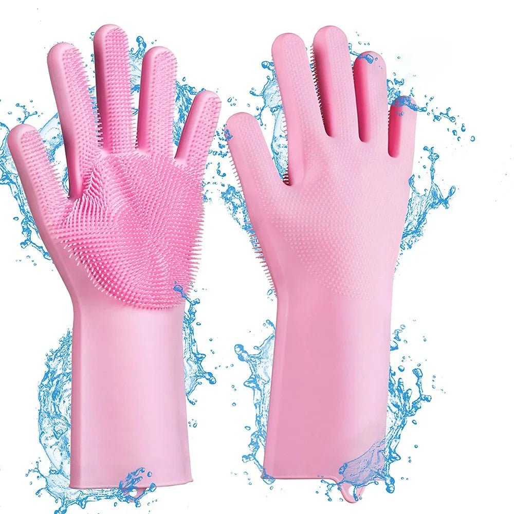 Pet Grooming Cleaning Gloves: Dog Cat Bathing Shampoo Glove Scrubber with Magic Dishwashing Cleaner Sponge Silicon Hair Removal Glove - #pawlife