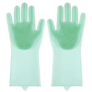 Pet Grooming Cleaning Gloves: Dog Cat Bathing Shampoo Glove Scrubber with Magic Dishwashing Cleaner Sponge Silicon Hair Removal Glove - #pawlife