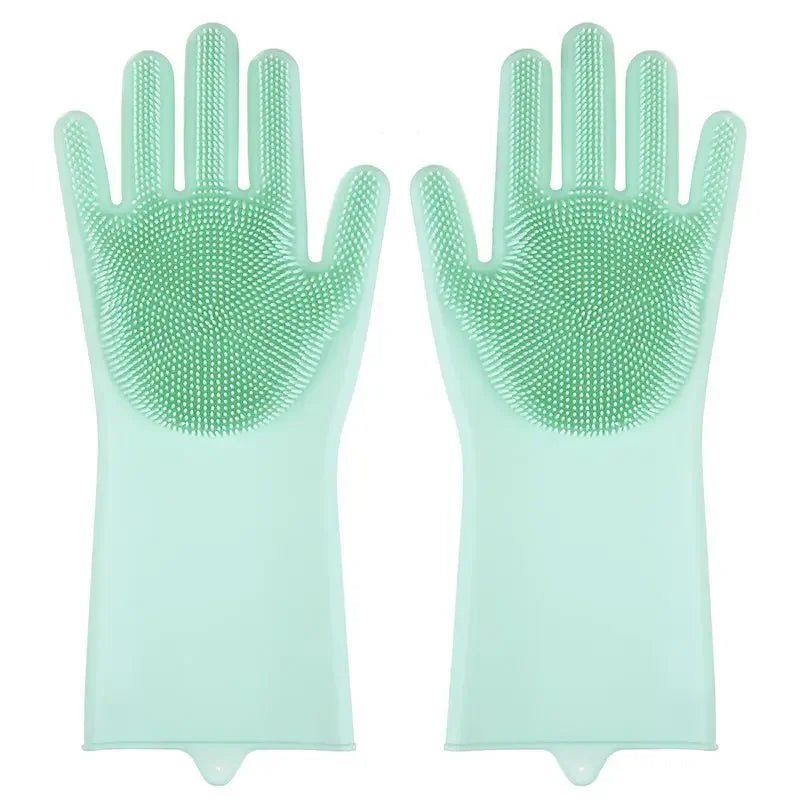 Pet Grooming Cleaning Gloves: Dog Cat Bathing Shampoo Glove Scrubber with Magic Dishwashing Cleaner Sponge Silicon Hair Removal Glove - #pawlife