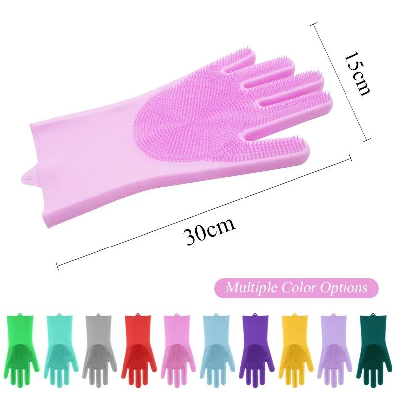 Pet Grooming Cleaning Gloves: Dog Cat Bathing Shampoo Glove Scrubber with Magic Dishwashing Cleaner Sponge Silicon Hair Removal Glove - #pawlife