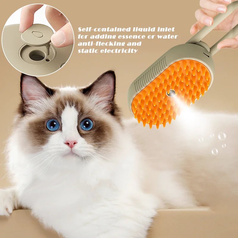 Pet Steam Brush Cat Dog Cleaning Steamy Spray Massage Beauty Comb 3 In 1 Hair Removal Grooming Supplies Pets Accessories - #pawlife