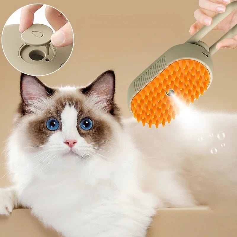 Pet Steam Brush Cat Dog Cleaning Steamy Spray Massage Beauty Comb 3 In 1 Hair Removal Grooming Supplies Pets Accessories - #pawlife