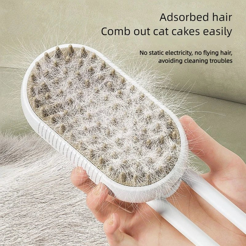 Pet Steam Brush Cat Dog Cleaning Steamy Spray Massage Beauty Comb 3 In 1 Hair Removal Grooming Supplies Pets Accessories - #pawlife