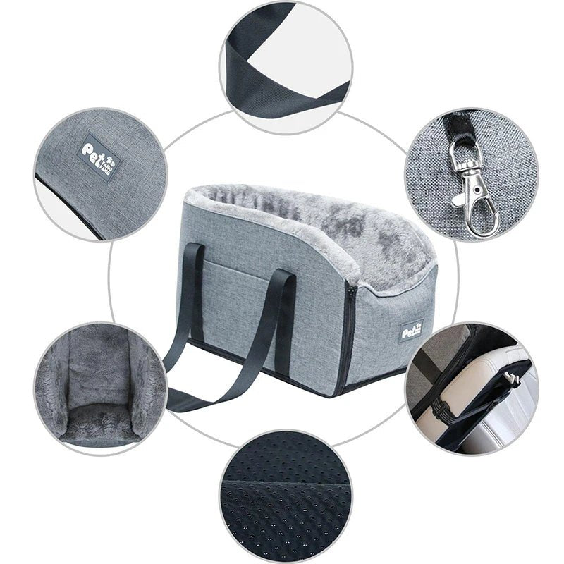 Travel in Comfort: Portable Pet Car Seat with Armrest Control Console and Thicken Plush Box for Small Dogs and Cats - #pawlife