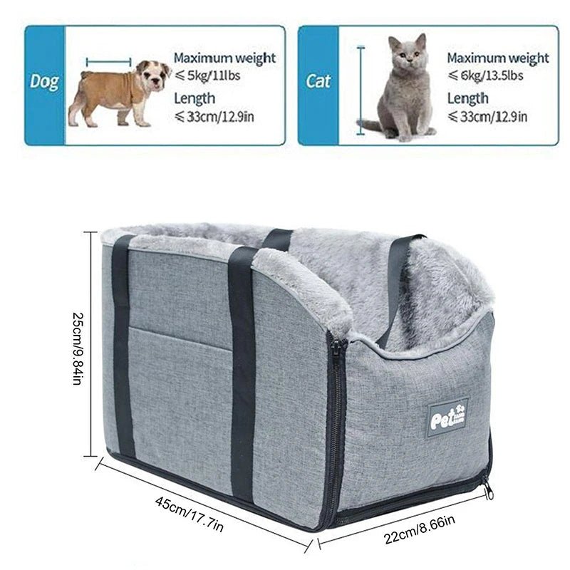 Travel in Comfort: Portable Pet Car Seat with Armrest Control Console and Thicken Plush Box for Small Dogs and Cats - #pawlife