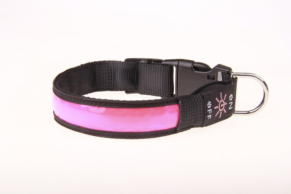 Usb Reflective Leather Luminous Collar Led Lattice Arm With Collar Reflective Lattice Dog Collar Collar Collar Collar Sleeve Can - #pawlife