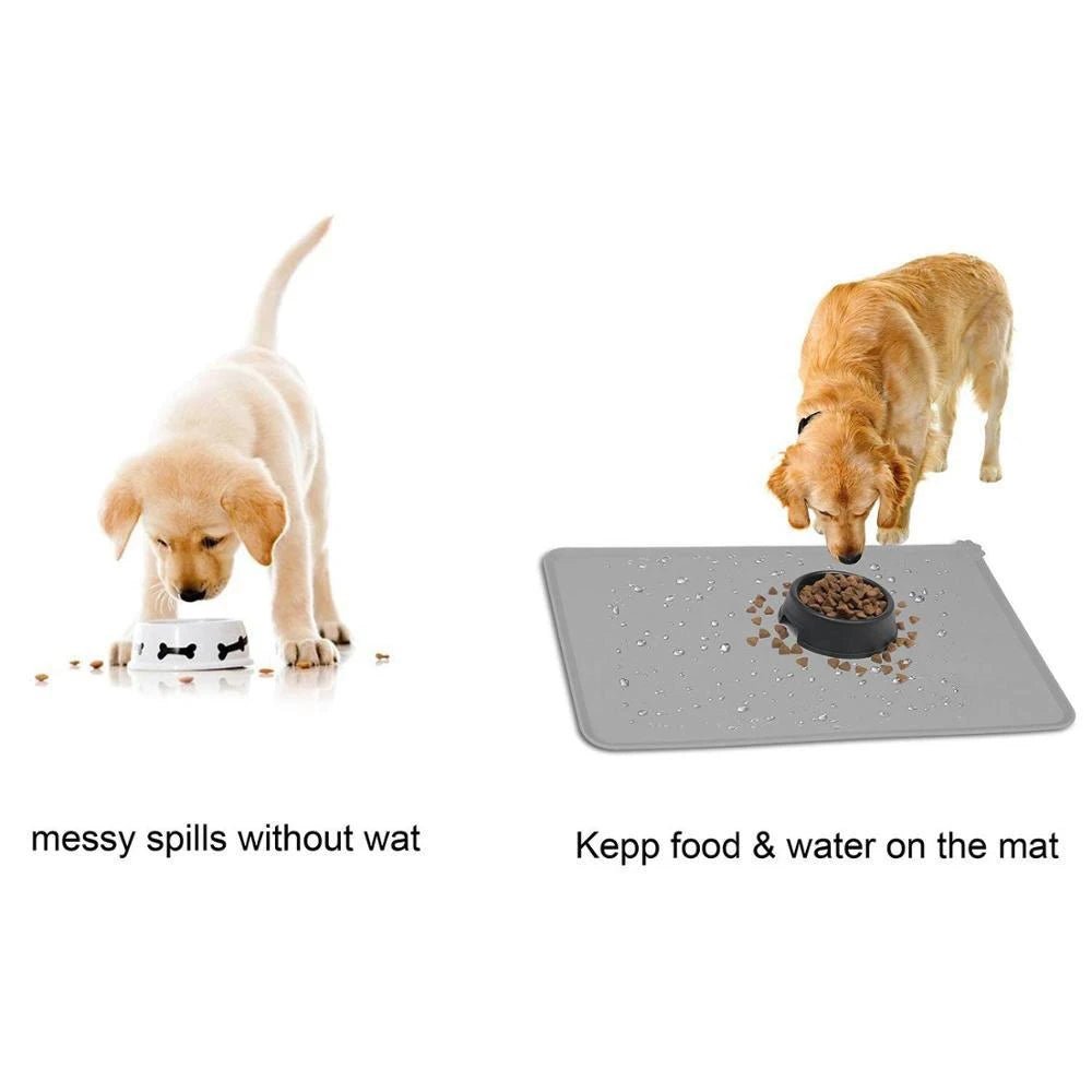 Waterproof Silicone Pet Food and Water Bowl Mat: Anti-Slip Rubber Pad Plastic Dog Cat Feeding Mat for Floors Easy Clean Placemat - #pawlife