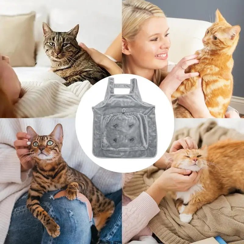 Winter Plush Pet Carrier Apron with Holes for Outdoor Travel - #pawlife