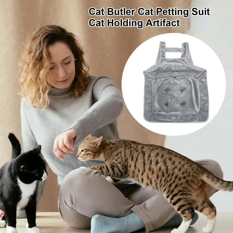 Winter Plush Pet Carrier Apron with Holes for Outdoor Travel - #pawlife