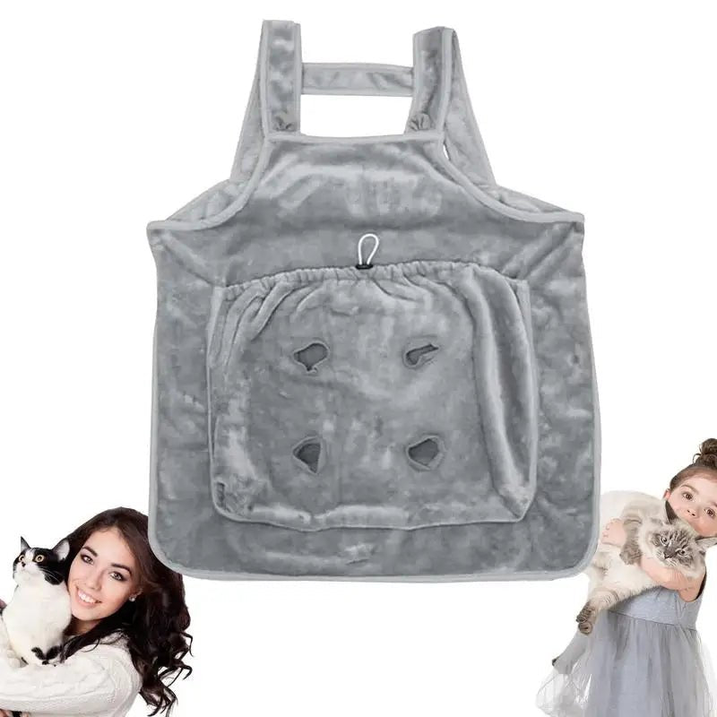 Winter Plush Pet Carrier Apron with Holes for Outdoor Travel - #pawlife